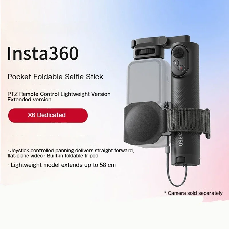 For Insta360 X6 Pocket Folding Selfie Stick PTZ Lightweight Remote Control Version Extended Version Original Accessories Gift