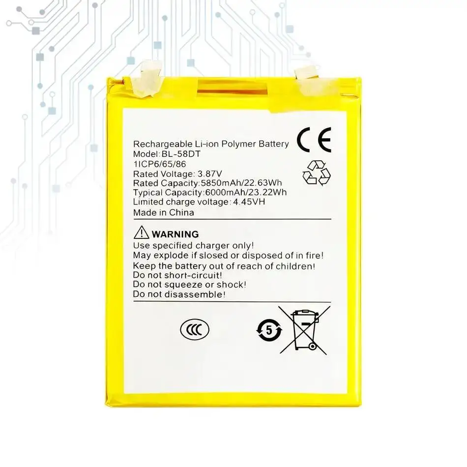 Reliable Power Supply High-Capacity Mobile Phone Battery BL-58DT 6000Mah For Tecno Pova 4 Pro