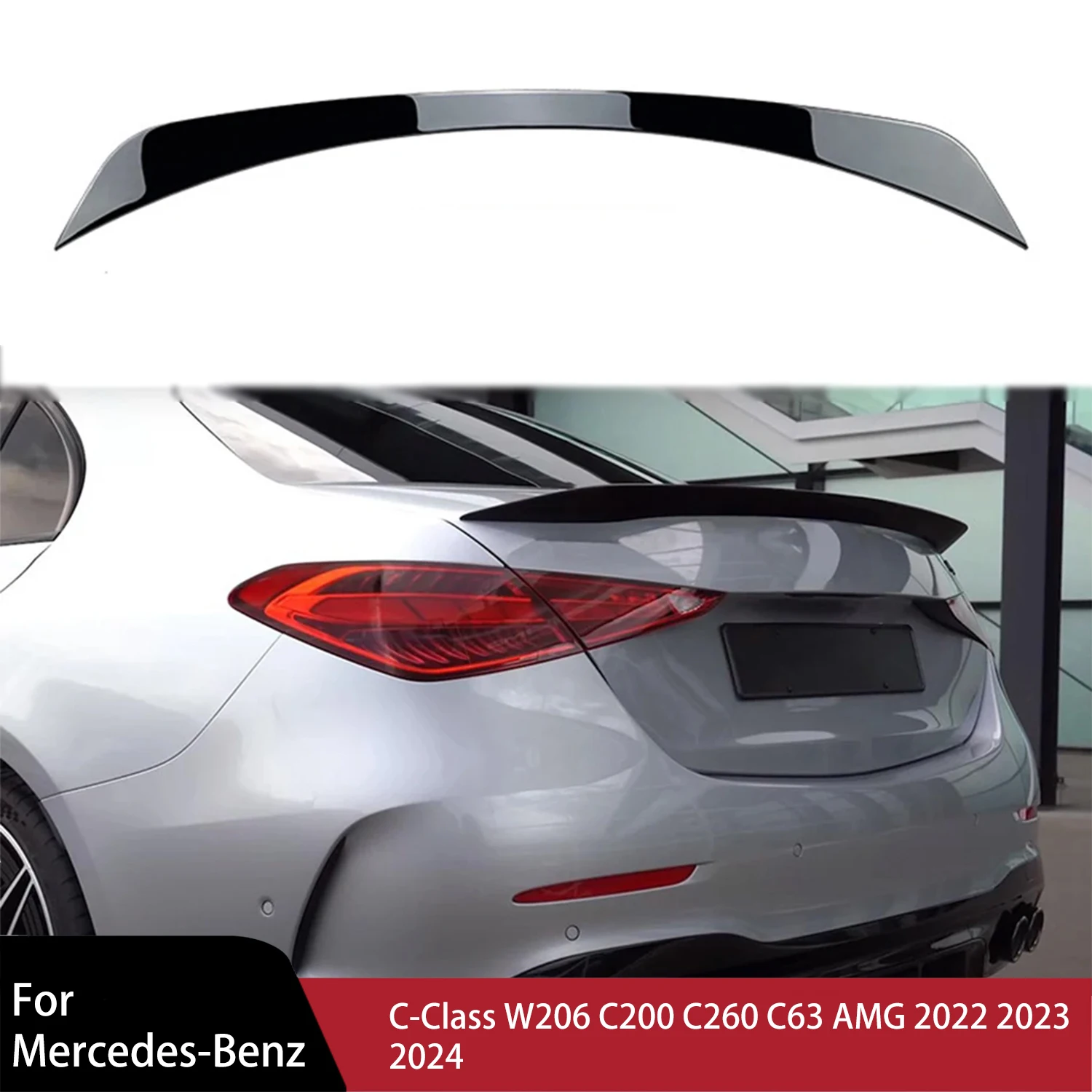 

Rear Spoiler Wing Rear Trunk Lip Spoiler Trim for Mercedes-Benz C-Class W206 C200 C260 C63 AMG 2022 2023 2024 Rear Wing