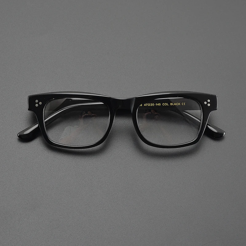 Vintage artsy square frame fashion glasses frame men and women small face business commuting black prescription myopia glasses