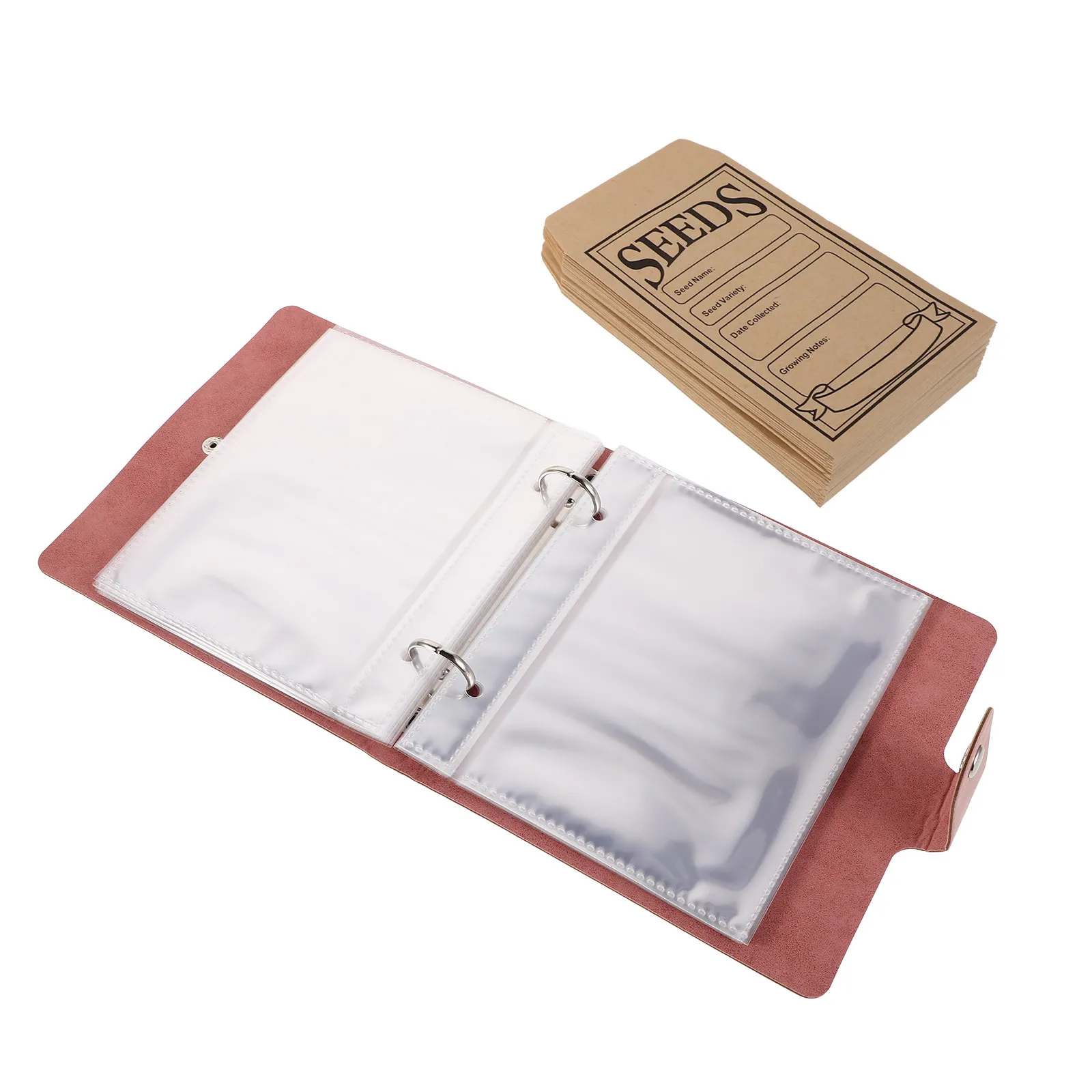 

1Set Seed Storage Organizer Binder Fake Material Large Capacity Garden Seed Packet Holder 25 Clear Pockets 50 Resealable