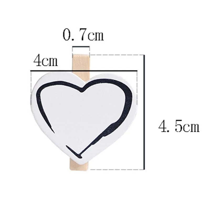 45x7mm/5pcs Wooden Black Love Heart Photo Clips Memo Label Paper Peg Clothespin Stationery Christmas Wedding Party Craft Decor