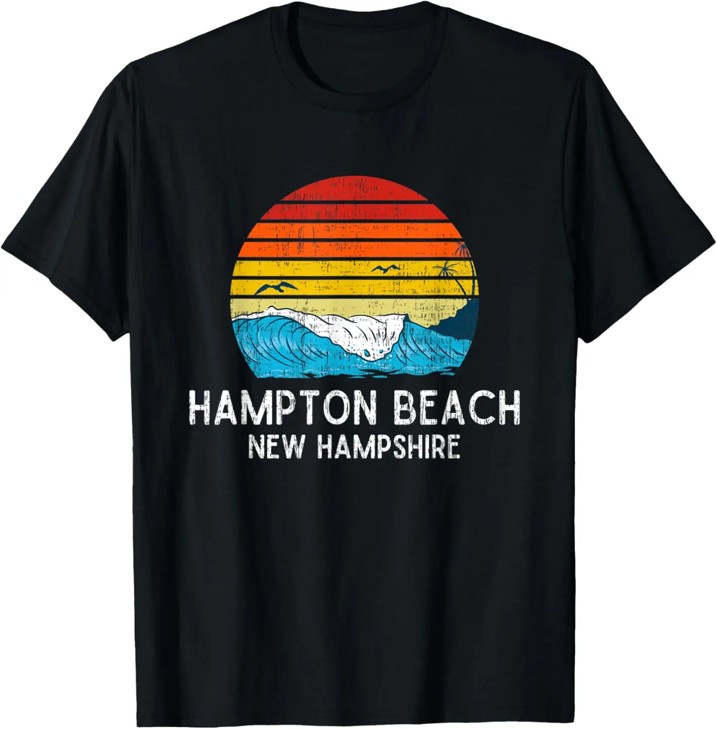 Kaos Liburan Keluarga Hampton Beach NH Vintage Beach Ocean