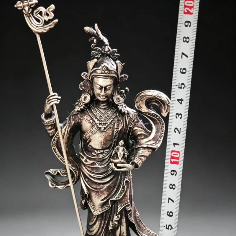 Antique Standing Padmasambhava Guru Rinpoche Statue Tibetan Buddhism Figurine Home Altar Worship Ornament