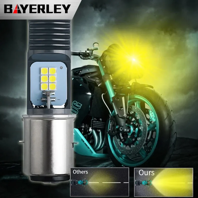 Motorcycle Led Headlight Double Color Ba20d P15d H4 3030 12smd Electric Vehicle H6 Single Claw Turn Signal Motorcycle Led