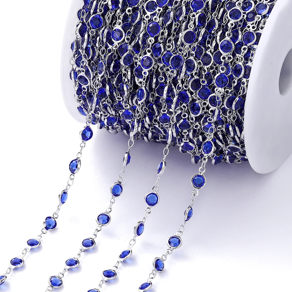 1Meter Colorful Glass Crystal Beads Chain Copper Chains For Necklace Bracelet Jewelry Making DIY Components Accessories image 4