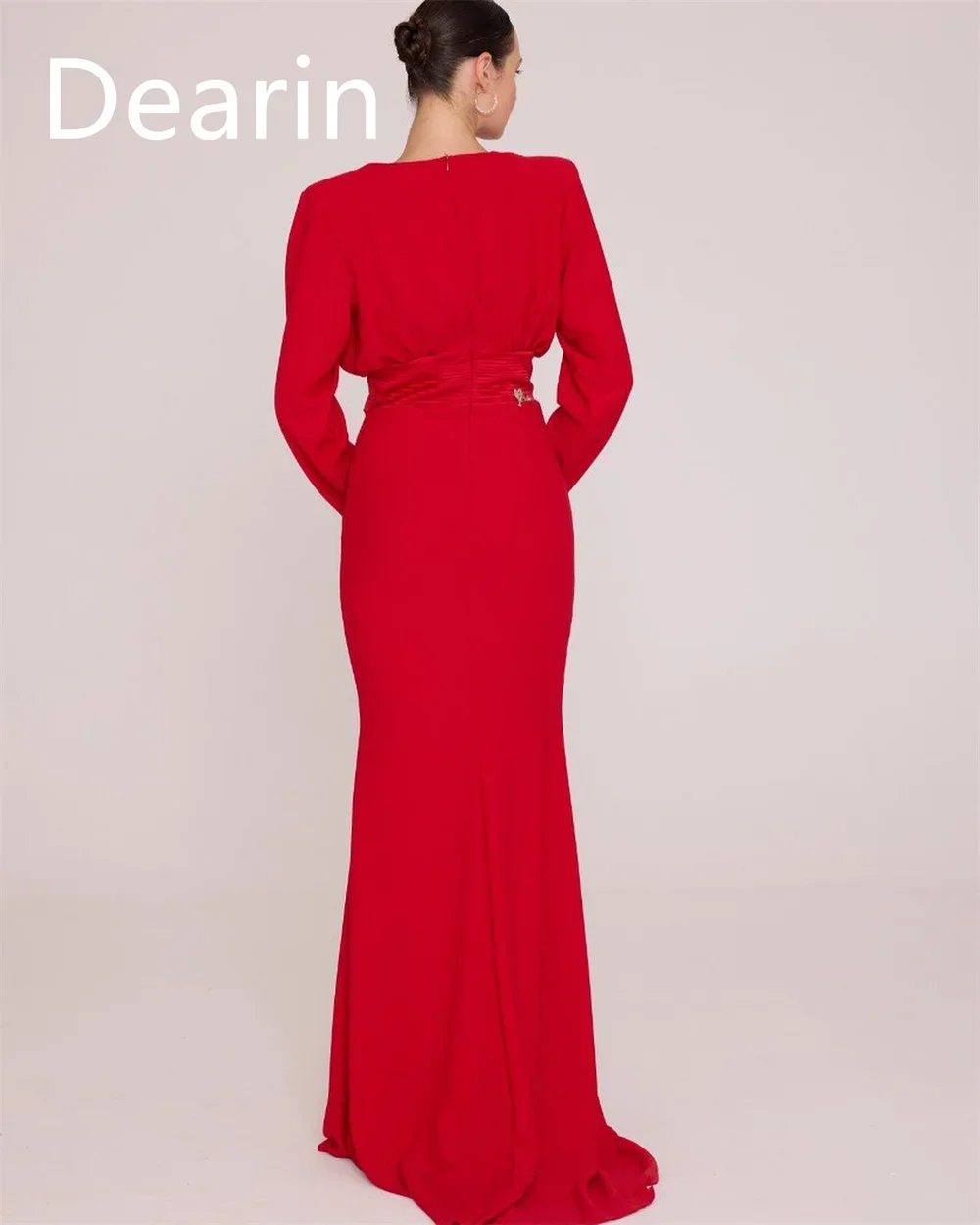 Customized Formal Dress Dearin Scoop Neckline Column Floor Length Skirts Bespoke Occasion Dresses Prom Evening Gown Saudi Arabia