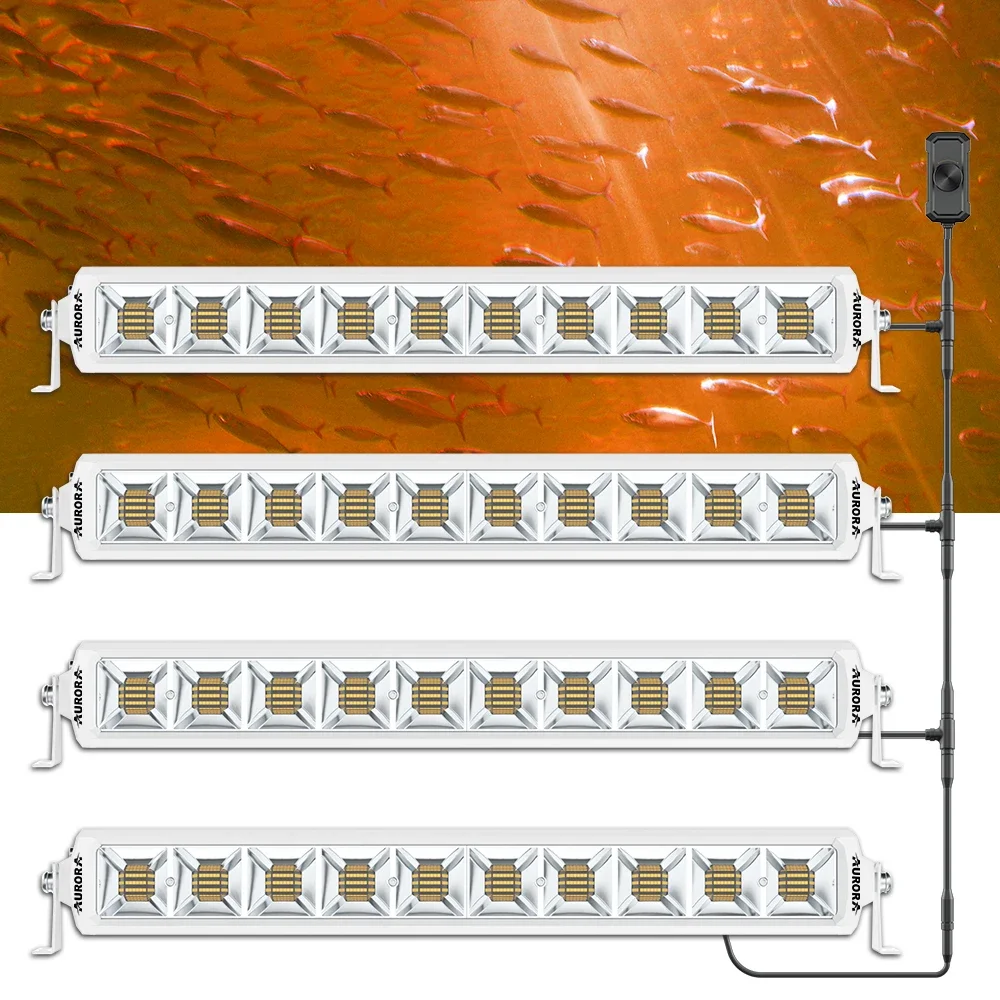 Dual Color Led Light Bar 4PCS Light White and Yellow 6000K 6500K Led Fishing Lights for Marine Boat