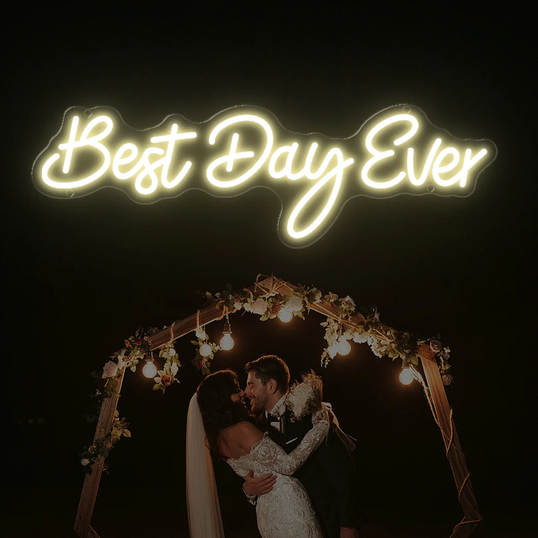 Best Day Ever Neon Led Sign For Wedding Decor Light Bedroom Birthday Party Home Room Wall Decoration Name Signs Text Gift Neon