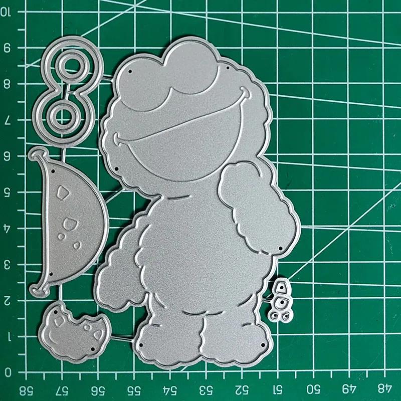 Blue Monster Eating Cookies Metal Cutting Die Metal Cutting Die for DIY Scrapbooking Crafts Handmade Christmas Gift Card