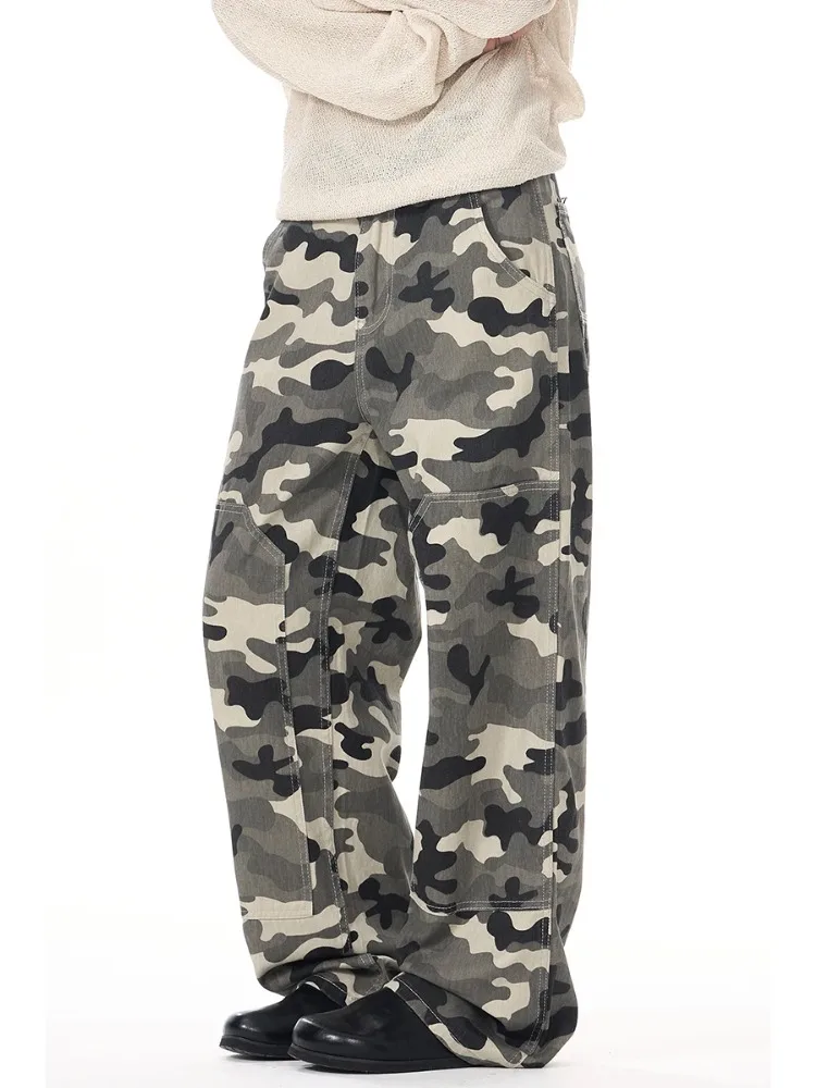 

100% Cotton Men's Casual Pants Autumn New Camouflage Cargo Pants Fashionable Printed Straight Loose Comfortable Male Trousers