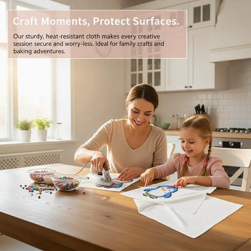 [L] Flash Ironing Cloth Towel Texture Fabric Reusable Adient Perler Beads Baking Cloth Heatproof Mat DIY Handmade Accessories