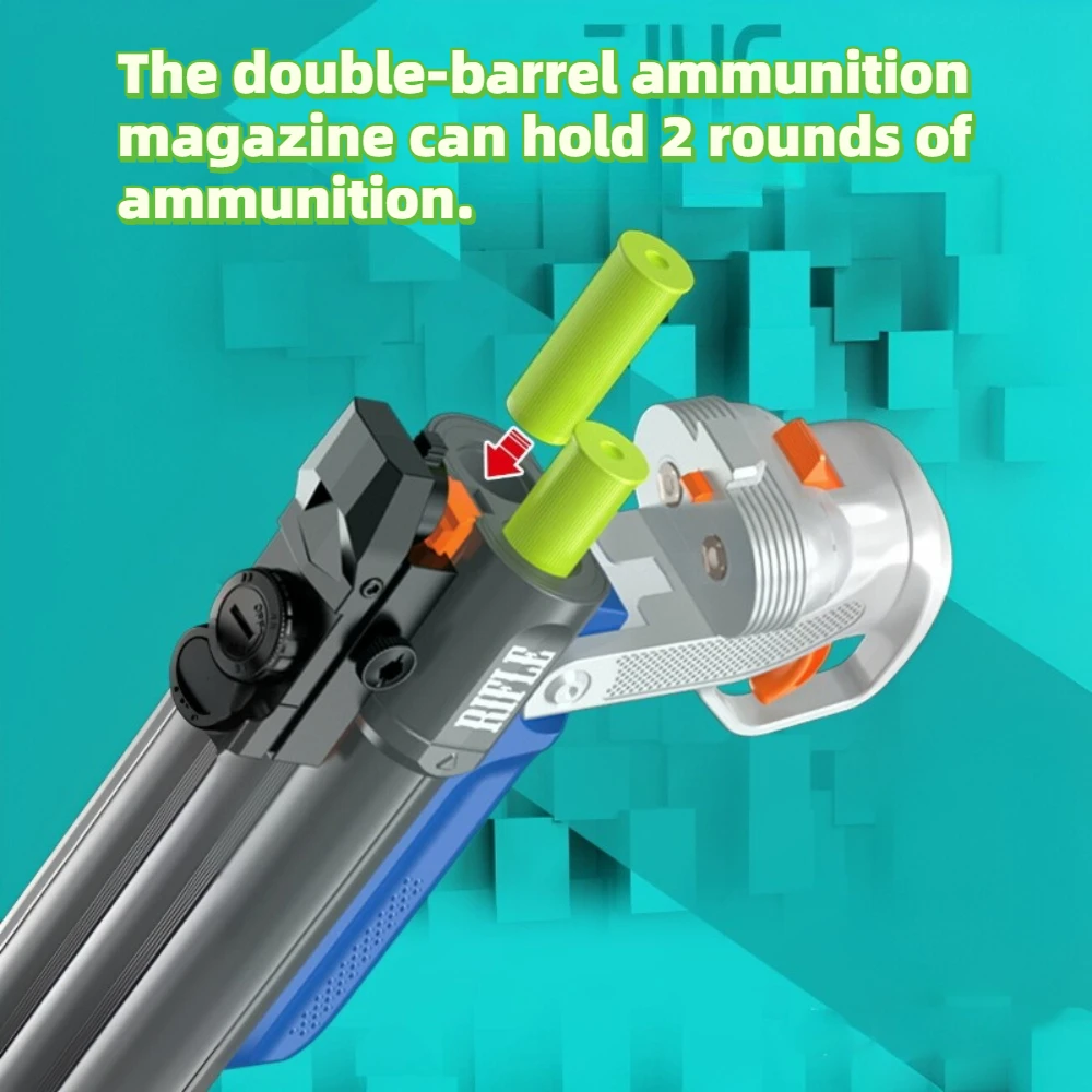 Shell Ejecting Double Barrel Soft Ammunition Toy Gun Manual Reload Combat Short Gun Model Educational Shooting Toy