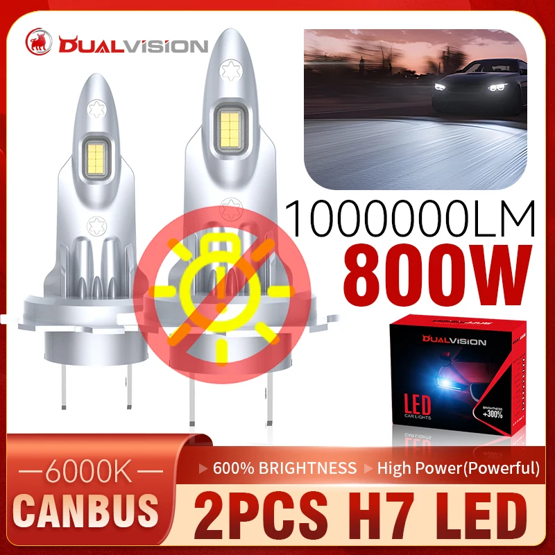 

Turbo LED H7 Car Headlight Bulbs 800W 1000000LM Super White 6000K Fanless 12V H7 STG High Low Beam Mini Diodes Canbus Plug&Play