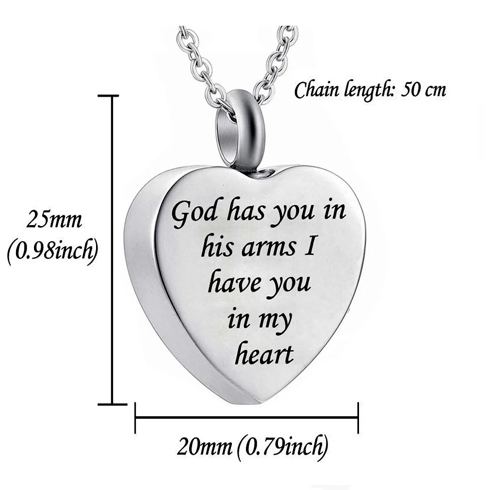 Cremation Jewelry for Heart Necklace Stainless Steel Waterproof Ashes Necklace Memorial Beloved Human - With Funnel Filler Kit