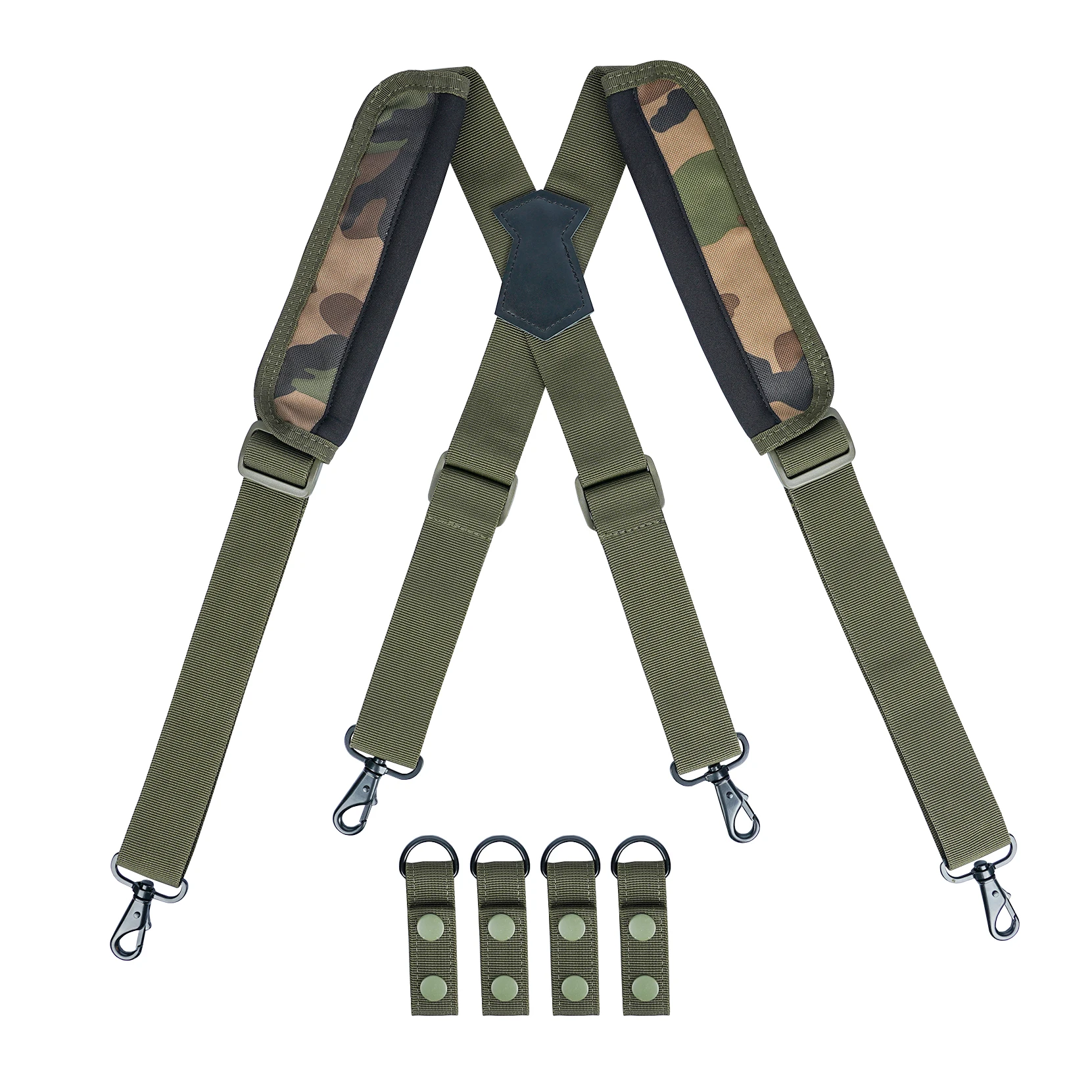 KUNN Tactical Duty Belt Suspenders with Metal Hook,Men Padded Police Harness for Duty Belt