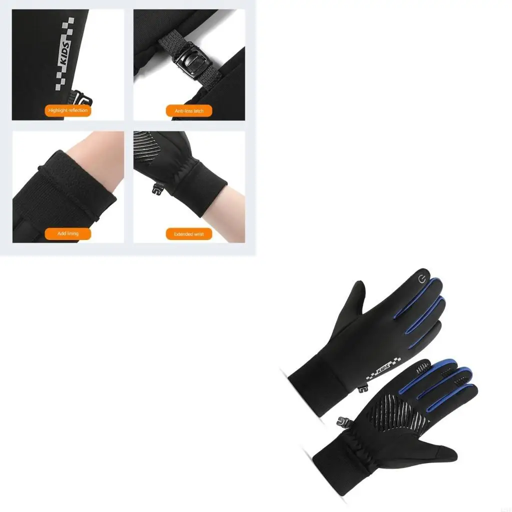 

5-14 Year Kids Thermal Gloves Soft Breathable Polyester and Fleece Warm Mittens 425F