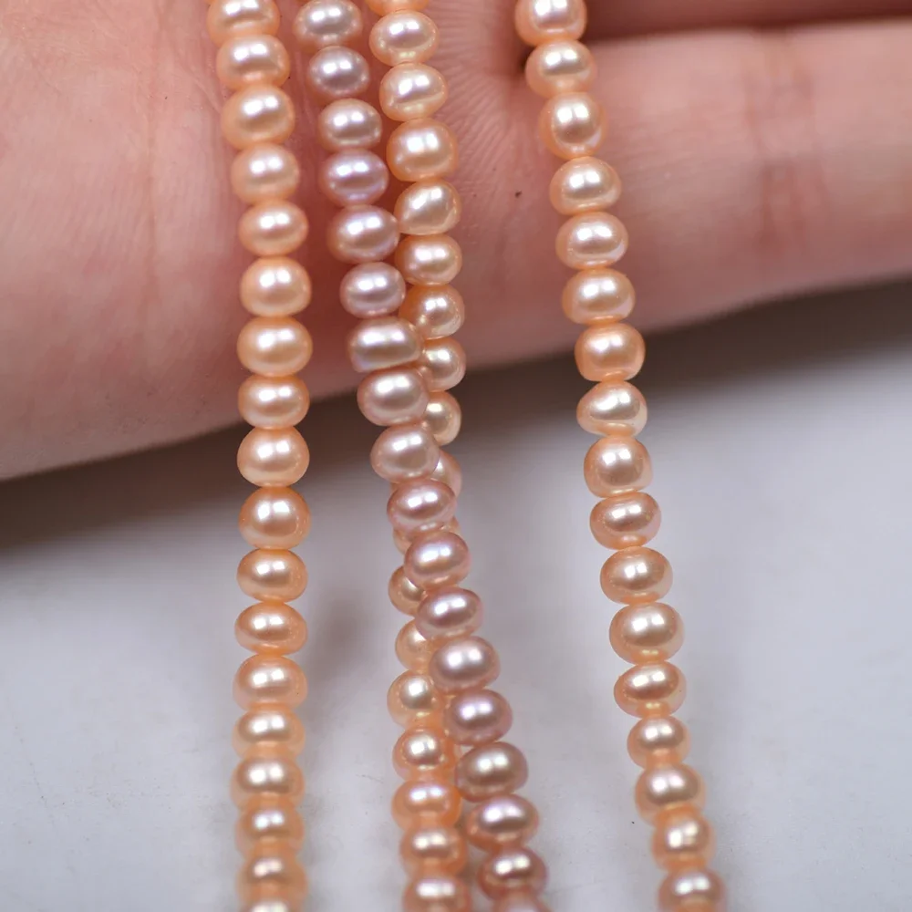 4-5mm 4A Natural White Pink Purple Flat round Freshwater Pearls Loose Beads for DIY Bracelet Necklace Jewelry Making