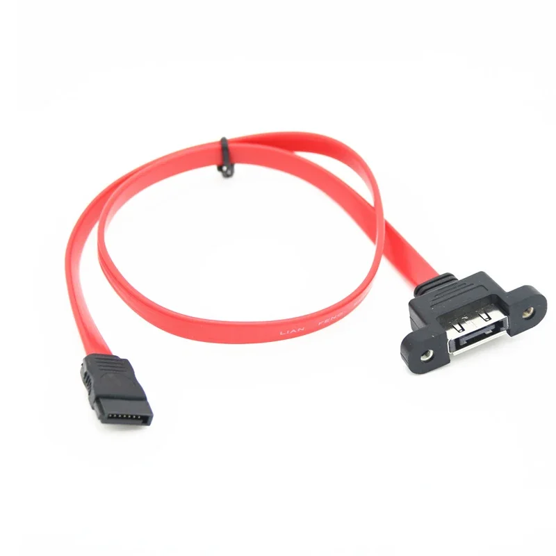 

SATA 3.0 6G Male Female Data Cable Wire Screw Panel Mount For Computer Case Internal External Hard Drive 50cm