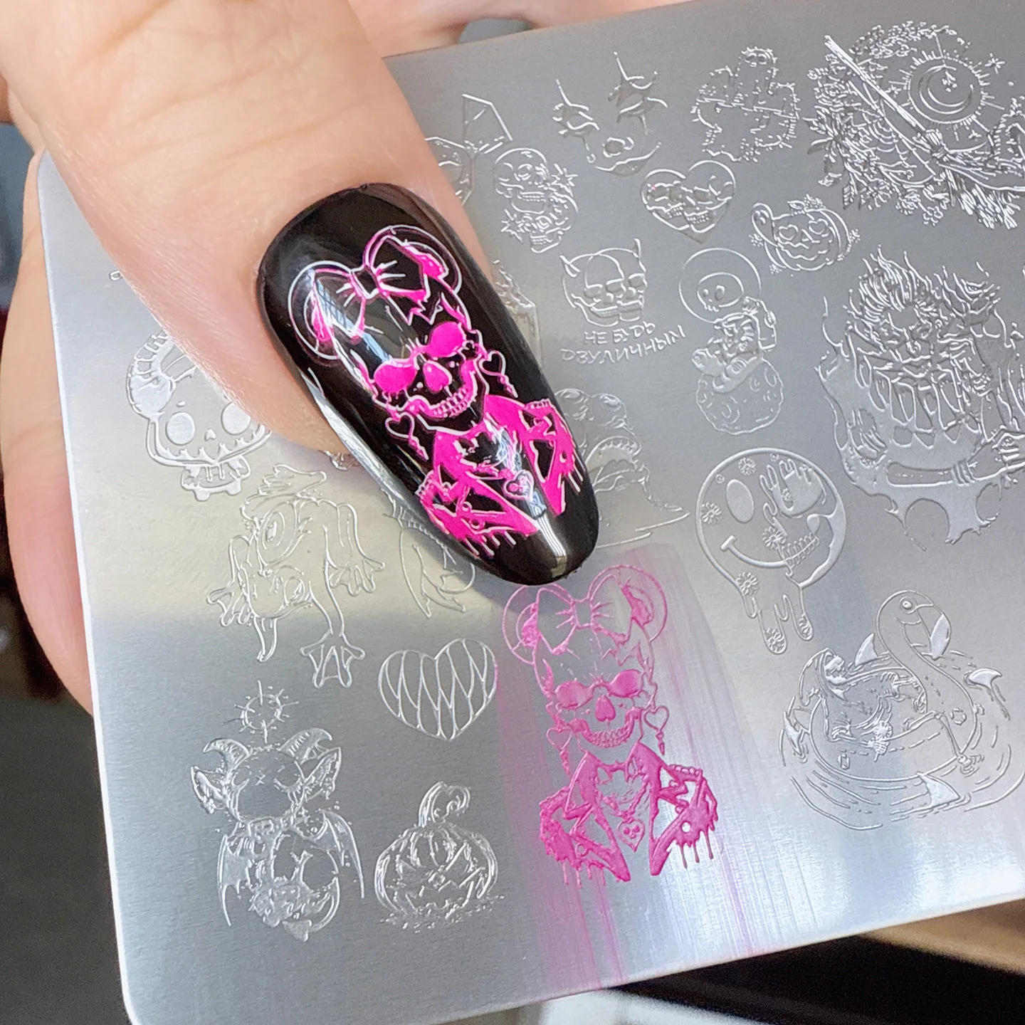 XMQ NAIL ART STAMPING PLATAS ESCOLAS GATOS TEMPLATAS HALLOWEEN TEMPLATAS FLOG