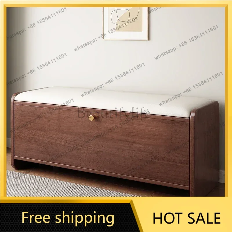 LJY Modern Flip Top Solid Wood Shoe Storage Bench with Seat for Entryway Hallway Home Organization Cabinet Stool