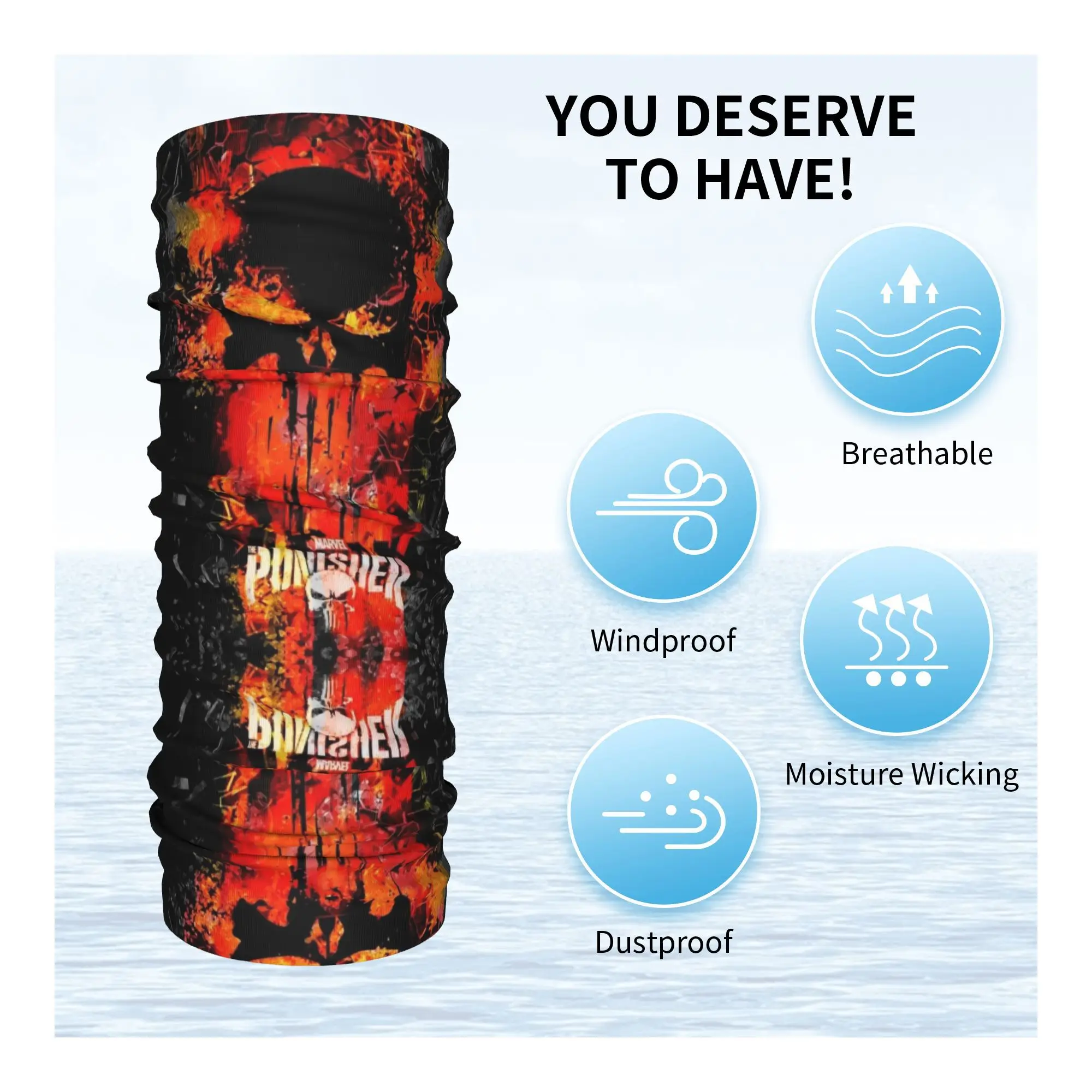 Personalizado punidor bandana pescoço mais quente feminino inverno tubo de esqui cachecol gaiter quadrinhos crânio símbolo rosto capa