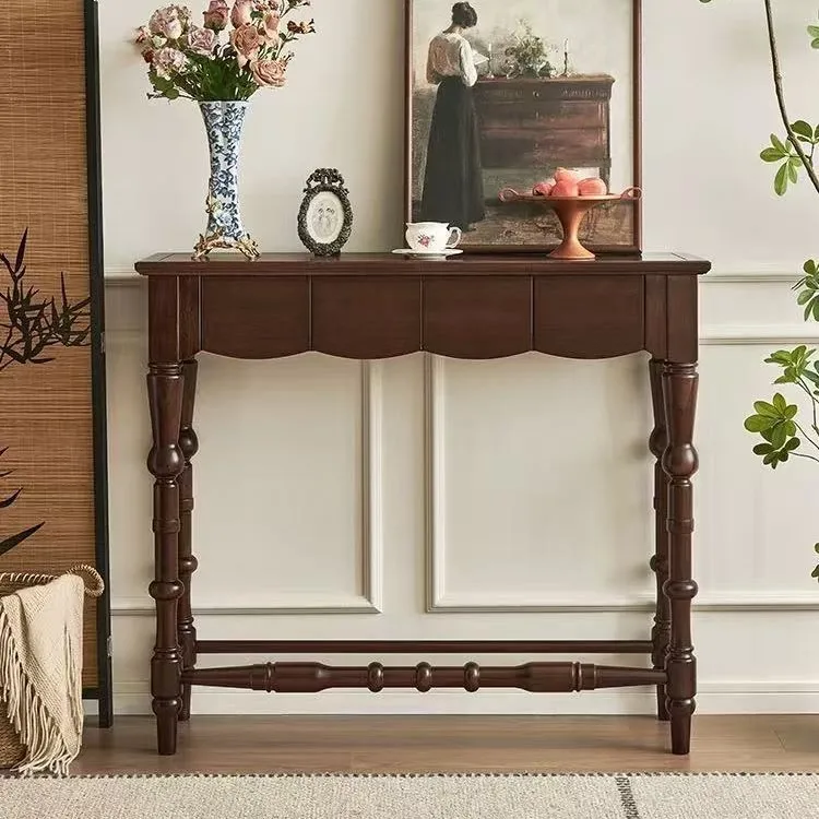 American French foyer old entrance solid wood hotel restaurant living room side table