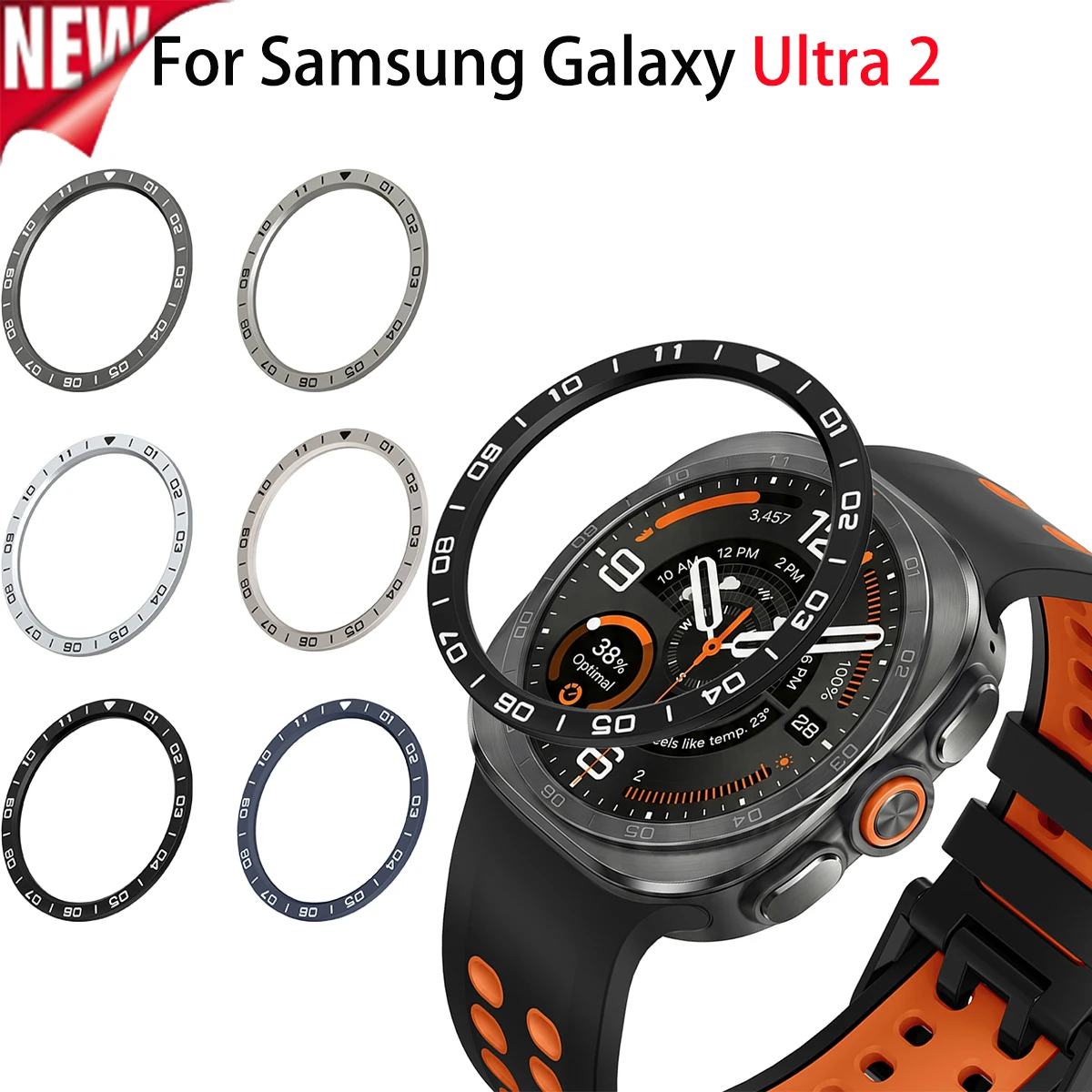 PC-Rahmenring für Samsung Galaxy Watch Ultra 2 47mm Schutzfolie Klebe-Bumper für Galaxy 9 Ultra Ultra 2026 Dekorativer Abdeckrahmen