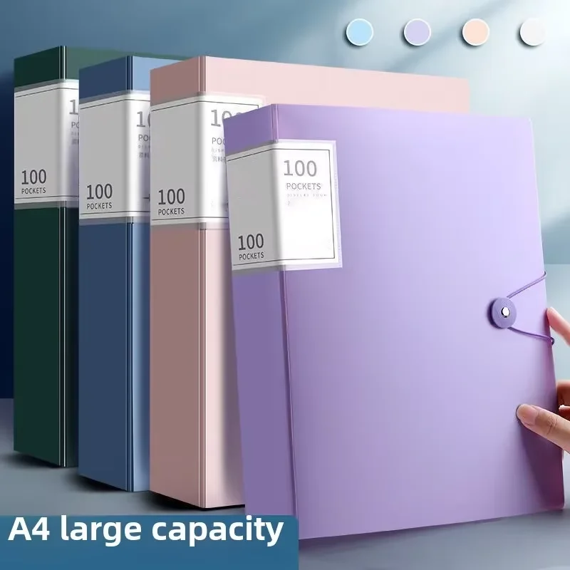 A4 Large Capacity Folder – Multi-Color Document Organizer with Secure String ClosureKeep papers,receipts,and files neat!
