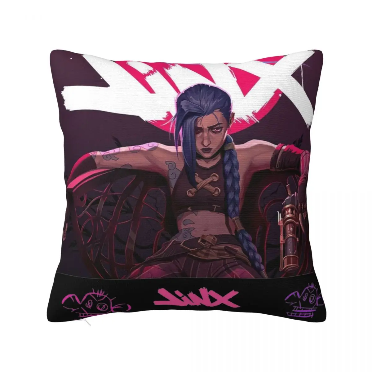 Jinx Arcane Pillowcase Soft Fabric Cushion Cover Decoration L-Leagues of Legend Game Throw Pillow Case Cover Home Zipper 45X45cm