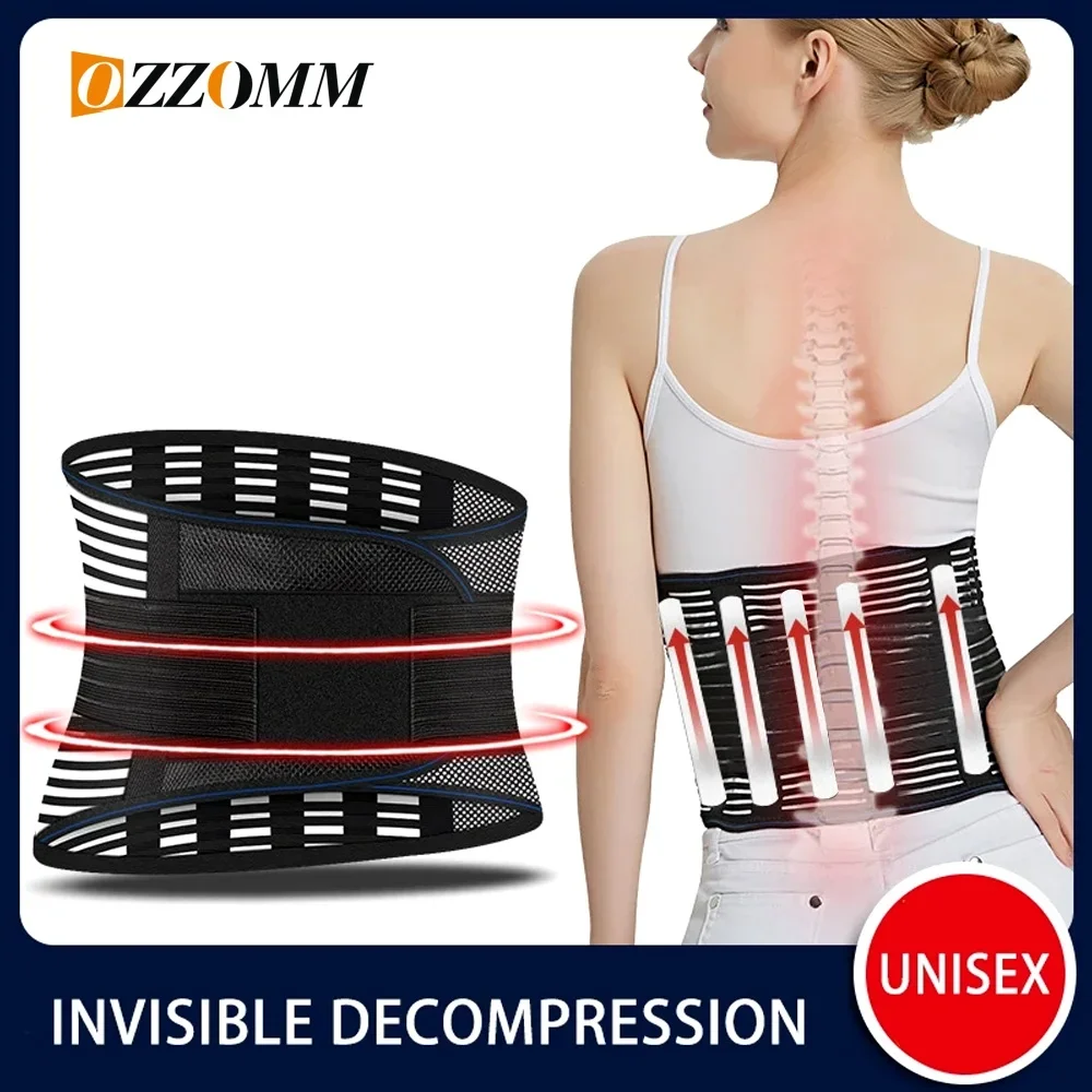 Back Brace for Men Women Lower Back Pain Relief with 5 Stays, Adjustable Waist Support Belt for Work, Anti-skid Lumbar Lower