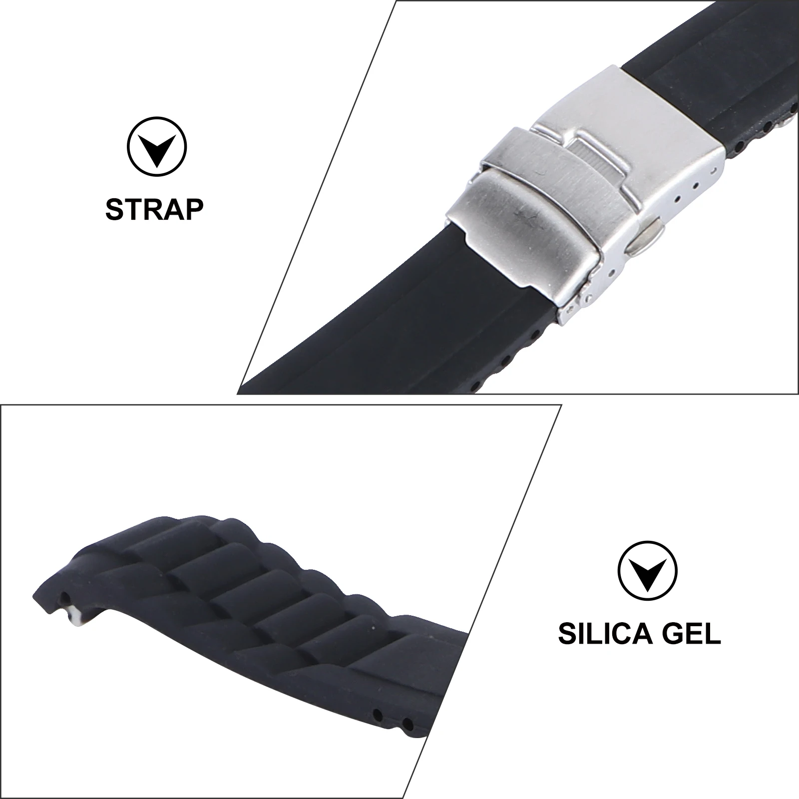

Silicone Watch Strap 20 Mm Fold Clasp Deployment Buckle Men Women Elegant Replacement Wristb Lightweight Stylish Smooth Edges