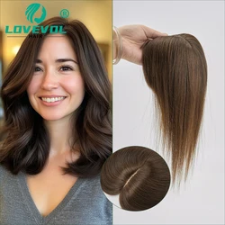 Lovevol 10” 7*11cm Injected Silk Base Volume 100% Remy Human Hair Topper Natural Scalp Topper for Thin Hair With Bangs