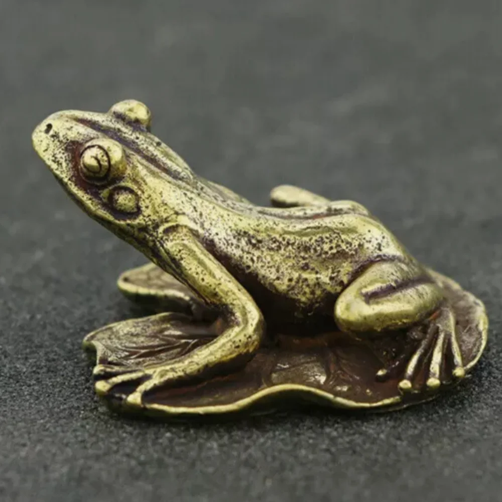 Brass Vintage Frog Figurine Statue Animal Figurines Toy Desktop Decoration Gift/
