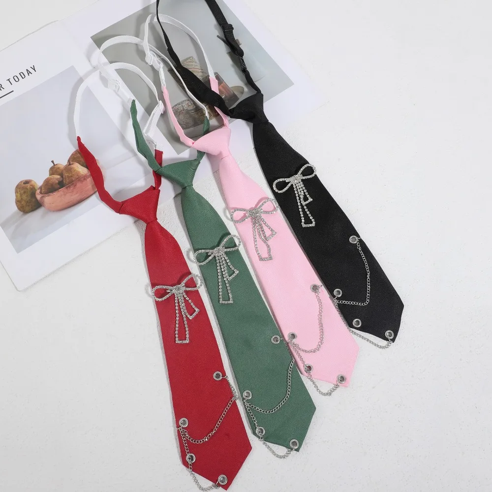 

New Rhinestones Tassel Necktie for Women and Men JK School Uniform Shirt Bow Tie Fashion Jewelry Accessories