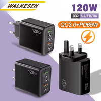 120W USB Fast Charging 5 Ports Type C Quick Charge Mobile Phone Charger For iPhone 15 16 Xiaomi 14 15 Samsung S25 Wall Adapters