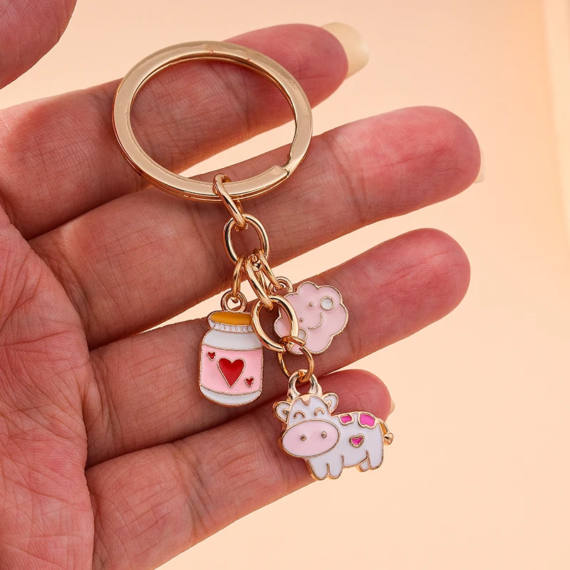 Aihua neue niedliche Schlüssel bund Emaille Tier Frosch Hund Ente Kaninchen Schlüssel bund für Frauen Handtasche Anhänger Zubehör DIY Schmuck Geschenke – Detail 17