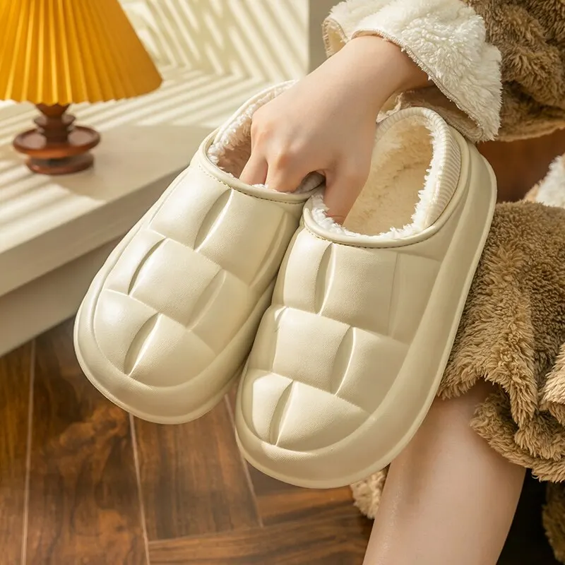 Winter Home Cotton Shoes Women\'s Thickened, Anti Slip, Waterproof, Snow Proof, Warm External Wear Cotton Slippers For MenMTX2244