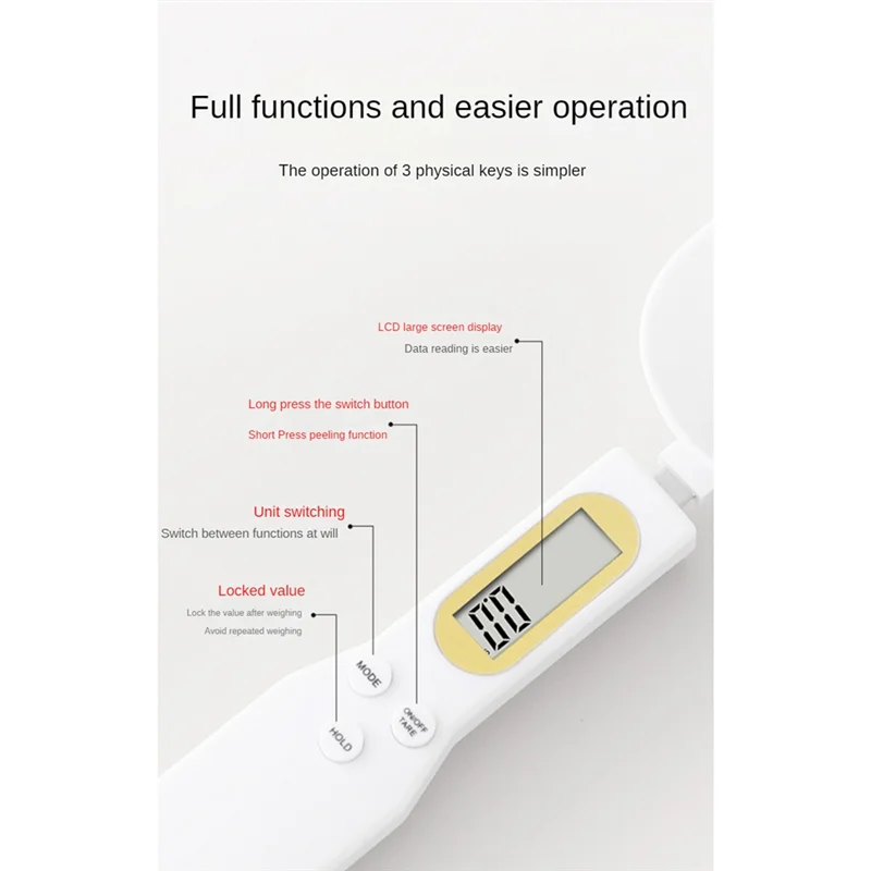 A005-ملعقة قياس رقمية وزنها مقياس 500 جرام/0.1 جرام عالية الدقة مع شاشة عرض LCD لأدوات المطبخ