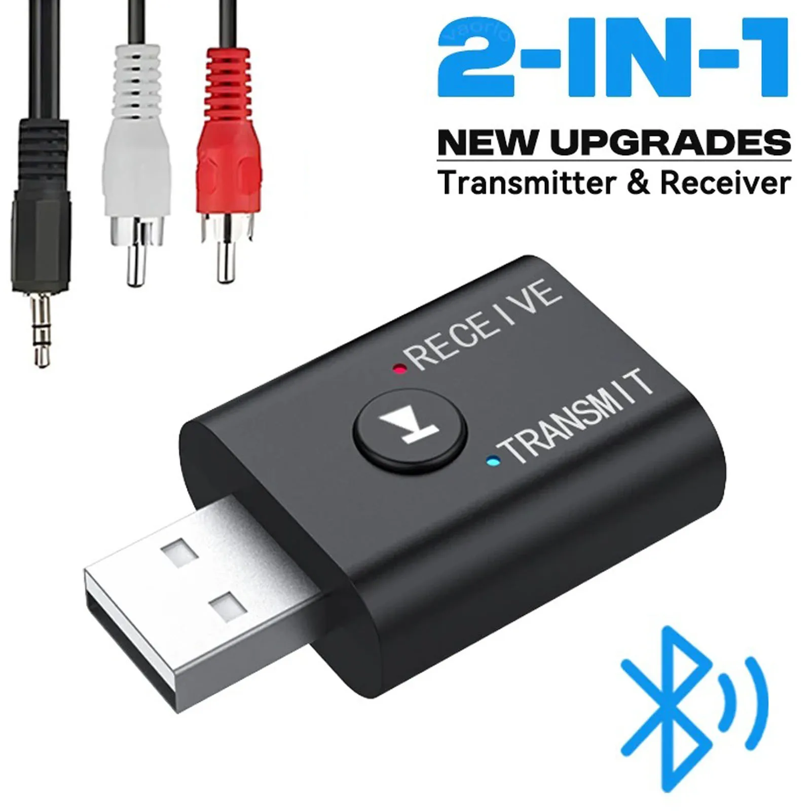 1pcs 2 In 1 USB Bluetooth 5.0 Transmitter Receiver Stereo Bluetooth 3.5mmUSB  For TV PC Headphones Home Stereo Car Bluetooth Rec
