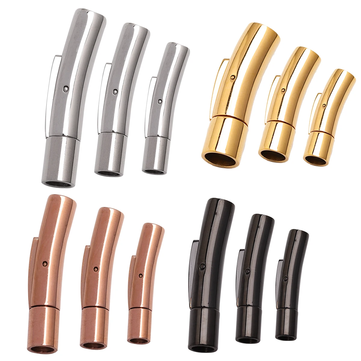 1pc Stainless Steel Bayonet Clasps PushLock Lace Buckle Leather Cord Gold Connector For Bracelet Jewelry Making Supplies