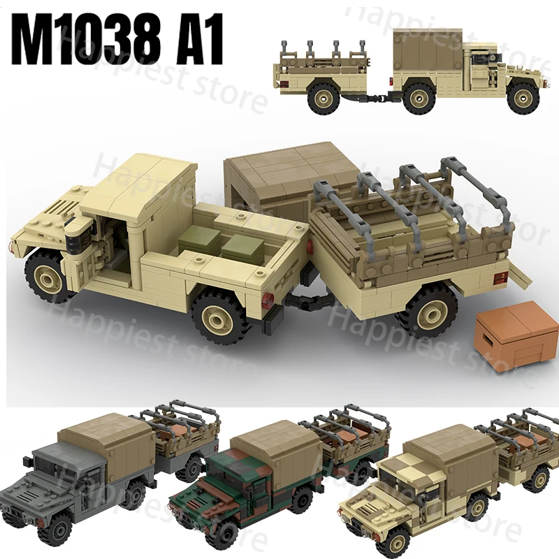 

MOC Military M1038A1 Hummered Assault Armor Vehicle Car Truck Building Block WW2 US Army Figures Educational Boys Kids Toys