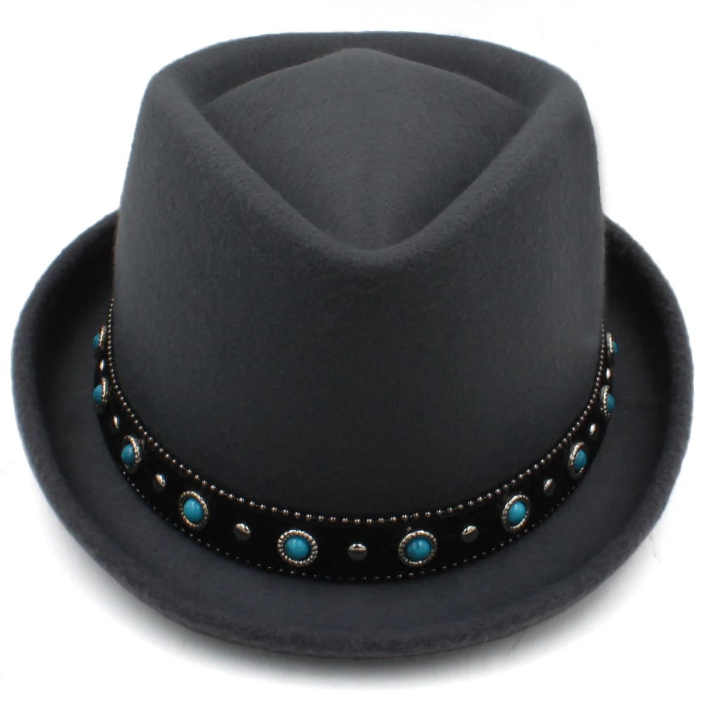 Sombreros de lana con diamantes para hombre y mujer, sombrero de Pie de cerdo, estilo callejero, clásico, talla US 7 1/4 UK L