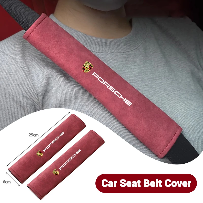 2Pcs Car Seat Safety Belts Shoulder Cover Auto Accessories For Porsche 911 Cayenne Panamera Macan Carrera-GT 928 944 968 Boxster