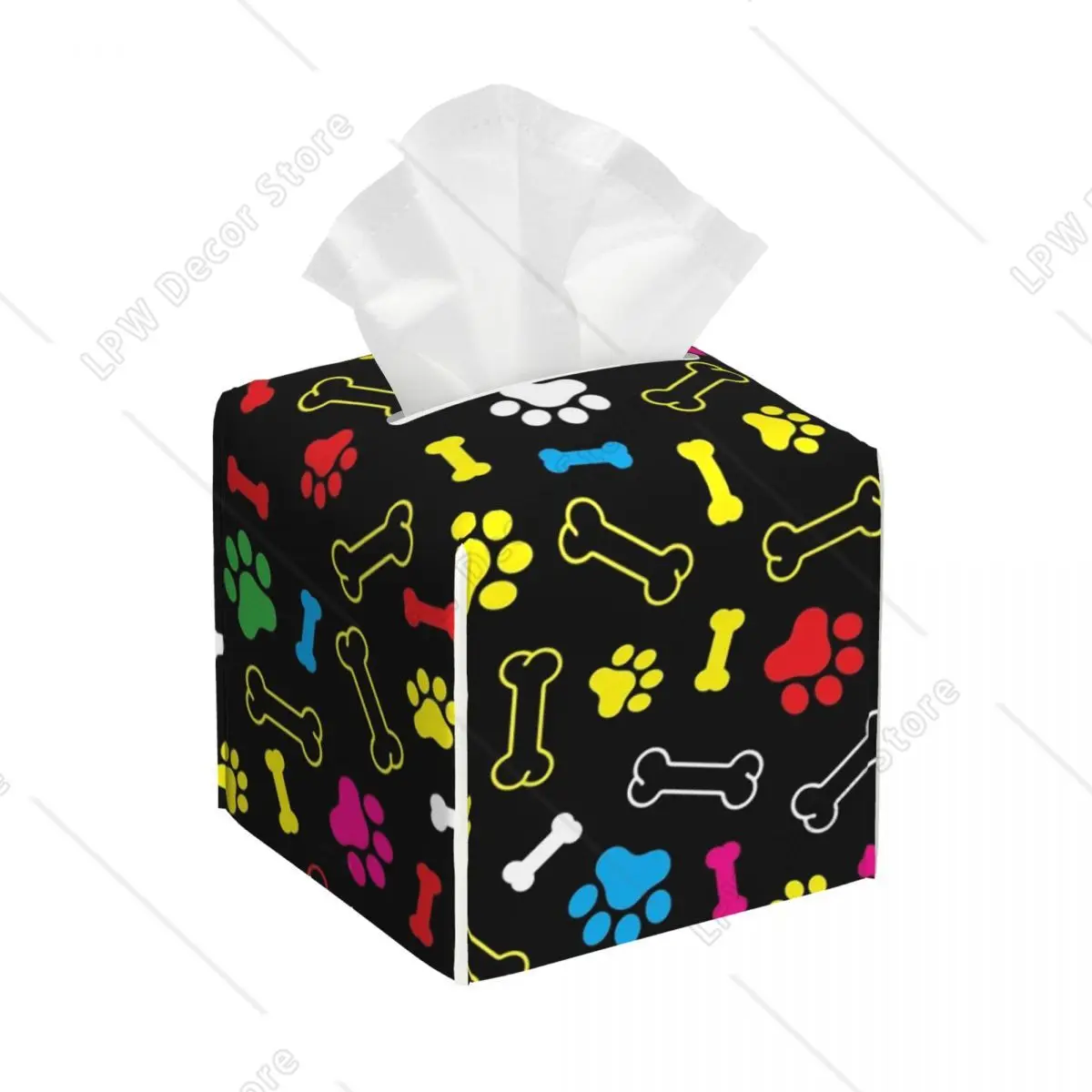 

Изготовленный на заказ чехол для коробки для салфеток из искусственной кожи с рисунком собачьей лапы, квадратный держатель для салфеток для лица для ванной комнаты, автомобиля