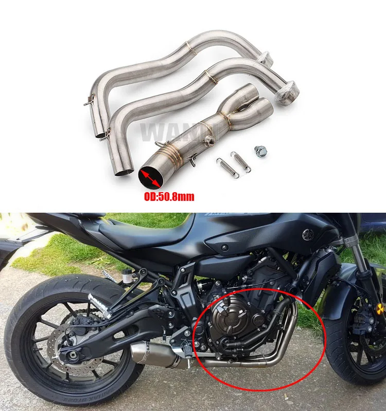 Motorcycle Exhaust Full System Front Pipe Modified 51mm Muffler Slip on For Yamaha MT07 MT-07 FZ07 2014 - 2023 R7 2021 - 2023