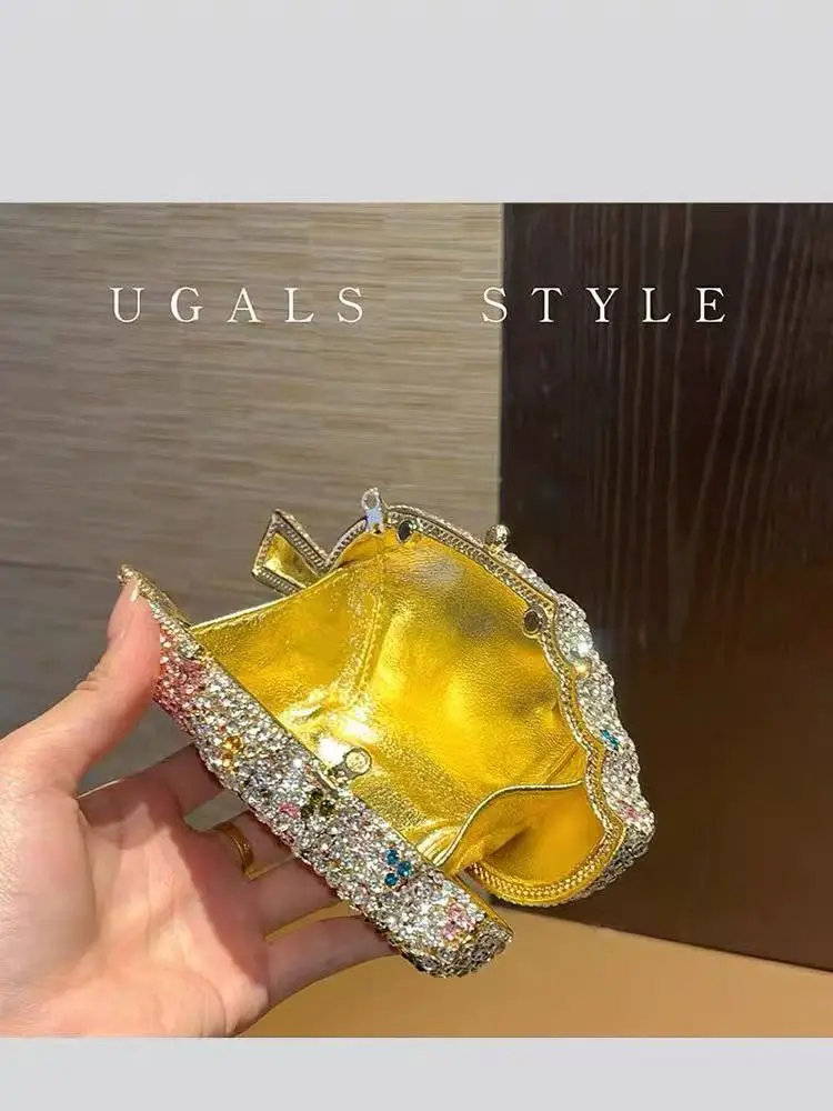 Ice Cream Shaped Clutch Purse Wedding Party Banquet Bag Glitter Rhinestones Diamond Evening Bag Women Crystal Cute Handbag view 6