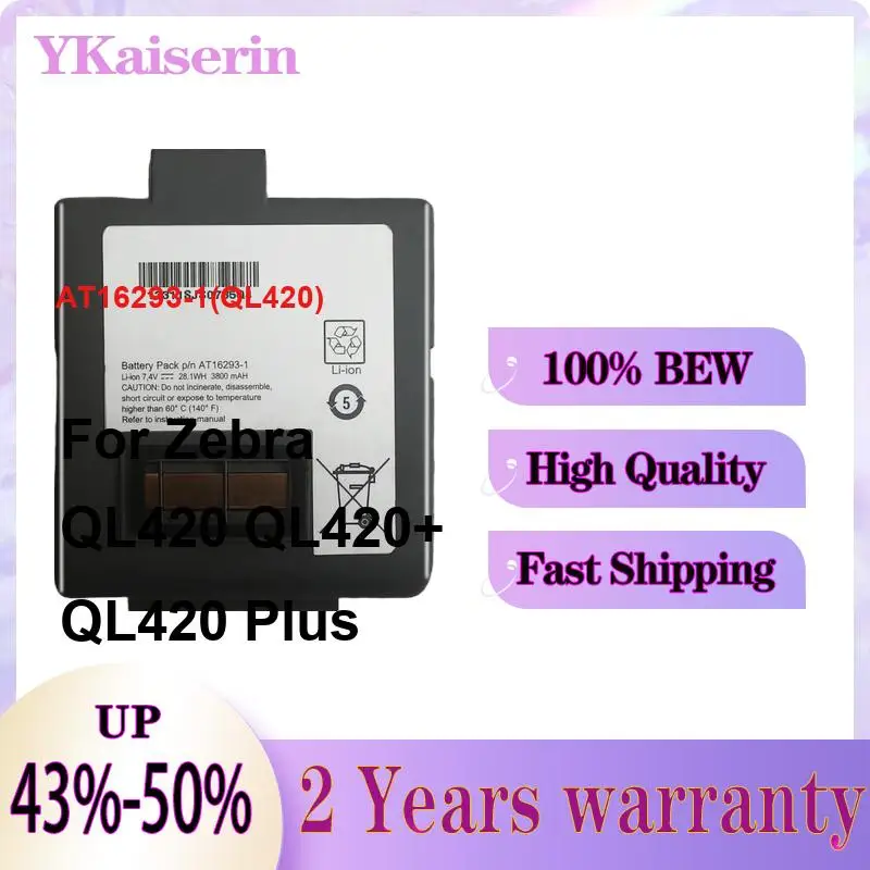 For Zebra QL420 QL420+ QL420 Plus High-Performance Long Lasting AT16293-1 QL420 Printer Battery 3800mAh
