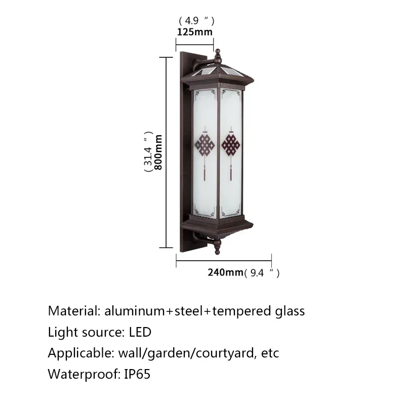 دوريان الشمسية الجدار مصباح الإبداع في الهواء الطلق الصينية عقدة الشمعدان ضوء LED مقاوم للماء IP65 للمنزل فيلا شرفة فناء