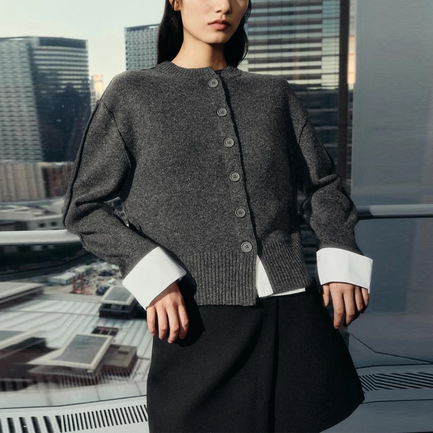 Z Faion da donna Slim Fit lavorato a maglia lungo Sve rotondo Ne Jaet 2025 Nuovo cardigan autunnale con design di giunture Sle